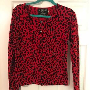 Final price Collectif red leopard cardigan Small